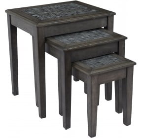 Grey Mosaic Tile Inlay Nesting Accent Table Set of 3