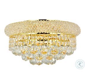 Primo 14" Gold 6 Light Flush Mount With Clear Royal Cut Crystal Trim