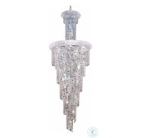 Spiral 21" Chrome 22 Light Chandelier With Clear Royal Cut Crystal Trim