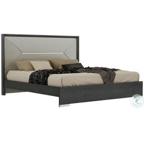 Monte Leone High Gloss Gray Queen Upholstered Platform Bed