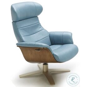 Karma Blue Italian Leather Lounge Chair