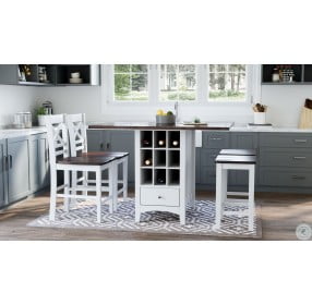 Asbury Park White Drop Leaf Counter Height Dining Room Set