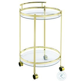 Chrissy Brass Round Glass Bar Cart