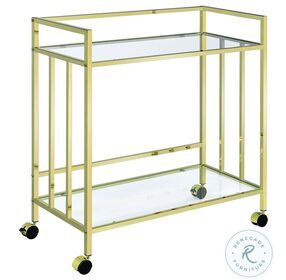 Cara Brass Rectangular Glass Bar Cart