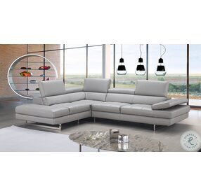 Italian Light Gray Leather LAF Sectional