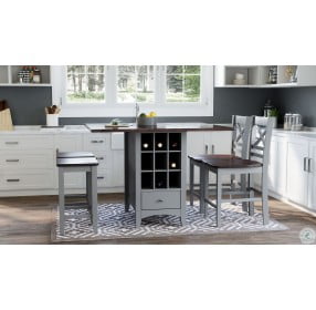 Asbury Park Grey Drop Leaf Counter Height Dining Room Set