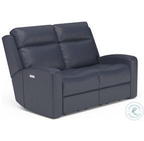 Cody Gray Leather Power Reclining Loveseat With Power Headrest And Footrest