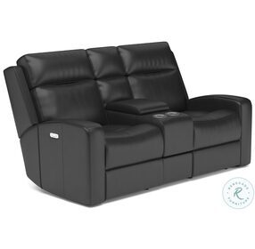 Cody Brown Leather Power Reclining Console Loveseat With Power Headrest And Footrest