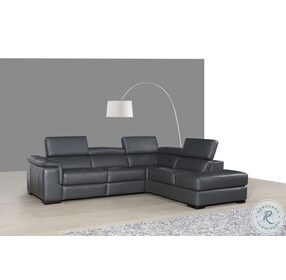 Agata Slate Gray Leather Power Reclining RAF Sectional