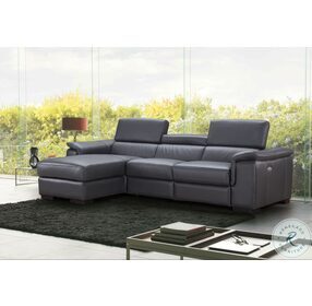 Allegra Slate Gray Leather Power Reclining LAF Sectional