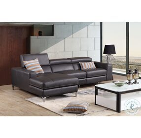 Ariana Gray Leather Reclining LAF Sectional