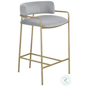 Comstock Grey And Gold Upholstered Low Back Counter Height  Stool
