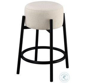 Leonard White And Black Upholstered Backless Round Counter Height Stool Set of 2
