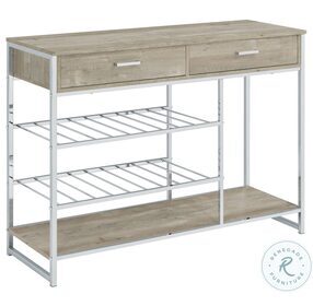 Melrose Gray Washed Oak And Chrome Bar Cabinet
