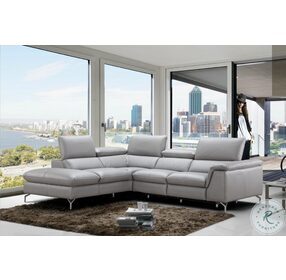 Viola Light Gray Premium Leather Power Reclining LAF Sectional