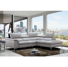 Viola Light Gray Premium Leather Power Reclining RAF Sectional