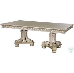 Catalonia Platinum Gold Pedestal Extendable Dining Table