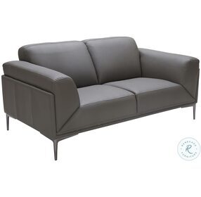 King Gray Leather Loveseat