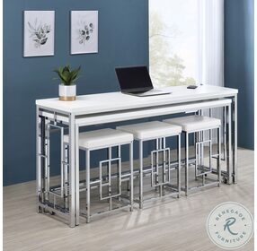 Jackson White And Chrome 5 Piece Counter Height Dining Set