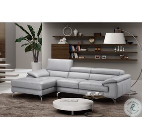 Liam Light Grey Premium Leather LAF Sectional