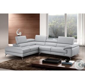 Olivia Light Gray Premium Leather LAF Sectional