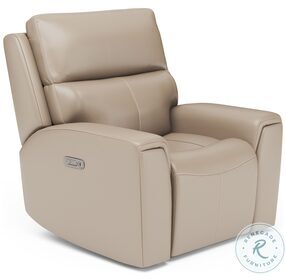 Jarvis Parchment Leather Power Recliner With Power Headrest And Footrest