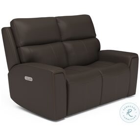Jarvis Mocha Leather Power Reclining Loveseat With Power Headrest And Footrest