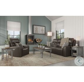 Jarvis Mocha Leather Power Reclining Living Room Set With Power Headrest And Footrest