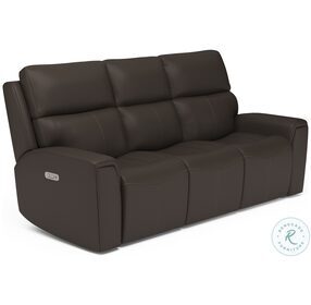 Jarvis Mocha Leather Power Reclining Sofa With Power Headrest And Footrest