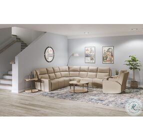 Jarvis Parchment Leather Power Reclining Sectional  With Power Headrest And Footrest