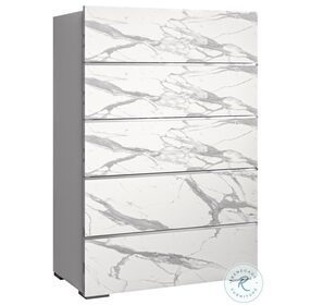 Nina White And Gray Marble Look Chest