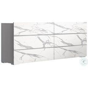 Nina White And Gray Marble Look Dresser