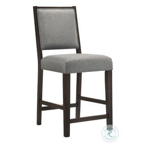 Bedford Grey And Espresso Upholstered Open Back Counter Height Stool Set of 2