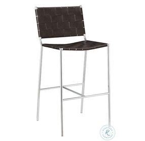 Adelaide Brown And Chrome Upholstered Open Back Bar Stool