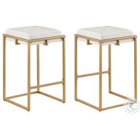 Nadia Beige Square Padded Seat Counter Height Stool Set of 2