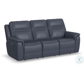 Sawyer Dark Gray Leather Power Reclining Sofa With Power Headrest And Lumbar