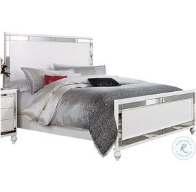 Alonza Metallic White Queen Panel Bed