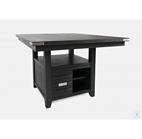Altamonte Dark Charcoal Grey Square Adjustable Extendable Storage Dining Table