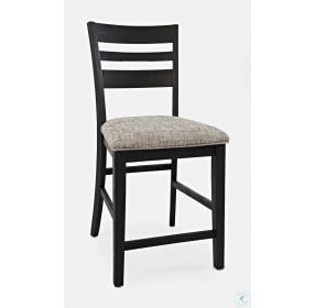 Altamonte Dark Charcoal Grey Ladder Back Counter Height Stool Set Of 2