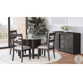 Altamonte Brushed Grey Round Glass Top Dining Room Set