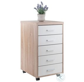 Kenner Reclaimed Wood And White Mobile 5 Drawer Storage Mobile Cabinet