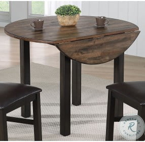 Ashford Black And Rustic Walnut Drop Leaf Extendable Dining Table