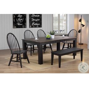 Ashford Black And Rustic Walnut Butterfly Leg Extendable Dining Room Set
