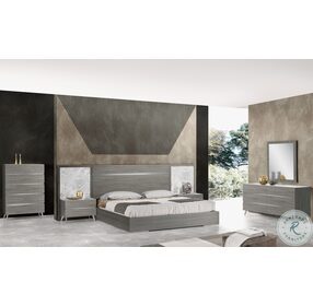 Victoria Anthracite Melamine Gray Marble Platform Bedroom Set