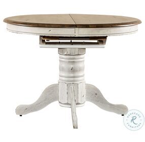 Carolina Crossing Antique Honey And White Drop Leaf Oval Extendable Pedestal Dining Table