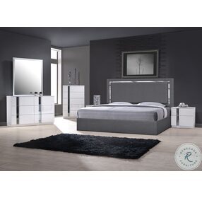 Monet Charcoal Upholstered Platform Bedroom Set