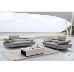 Aurora Grey Italian Leather Living Room Set