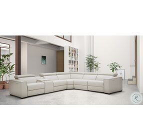 Picasso Silver Grey Top Grain Leather Power Reclining Sectional