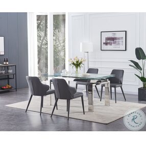 Moda Chrome Extendable Dining Room Set with San Francisco Grey Chair