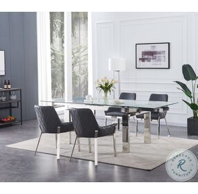 Moda Chrome Extendable Dining Room Set with Miami White Chair